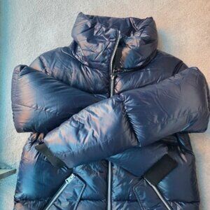 Mirri Womens Puffer Jacket with Scarf - Navy